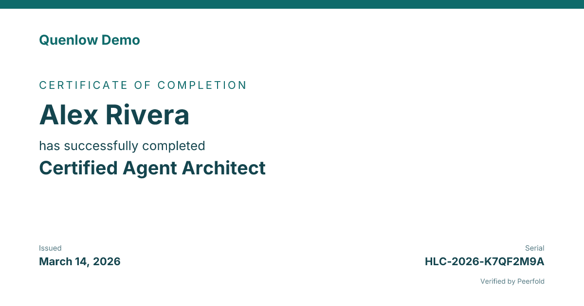 An example of the certificate you receive