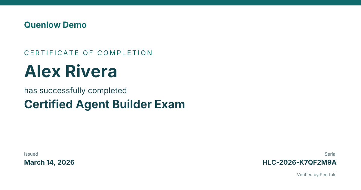 An example of the certificate you receive