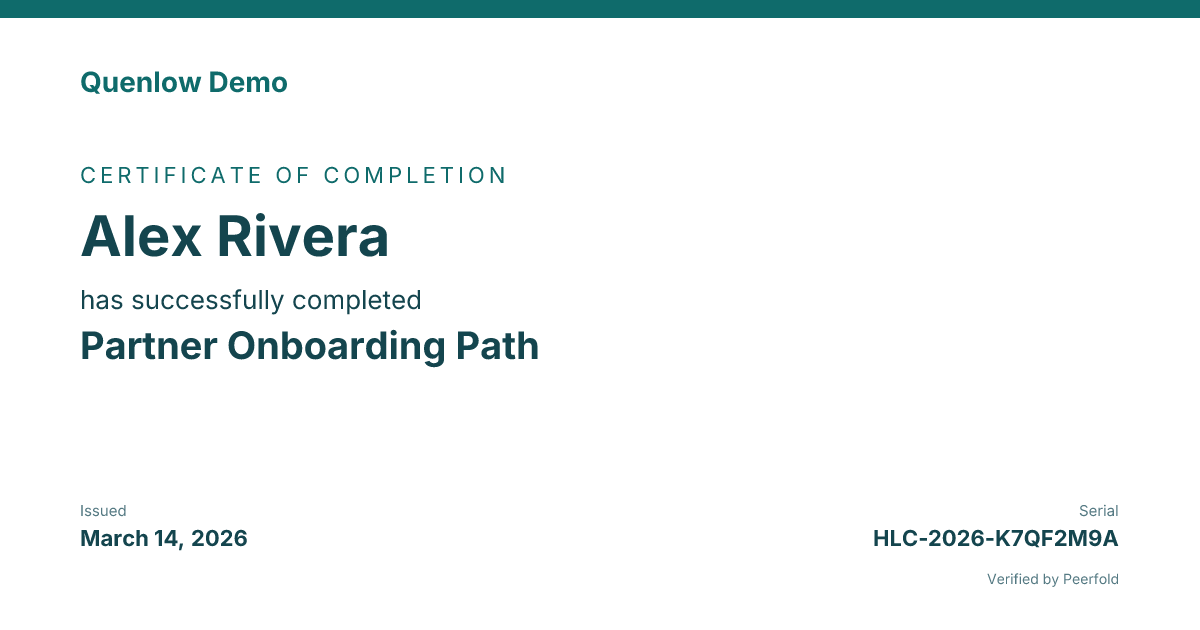 An example of the certificate you receive