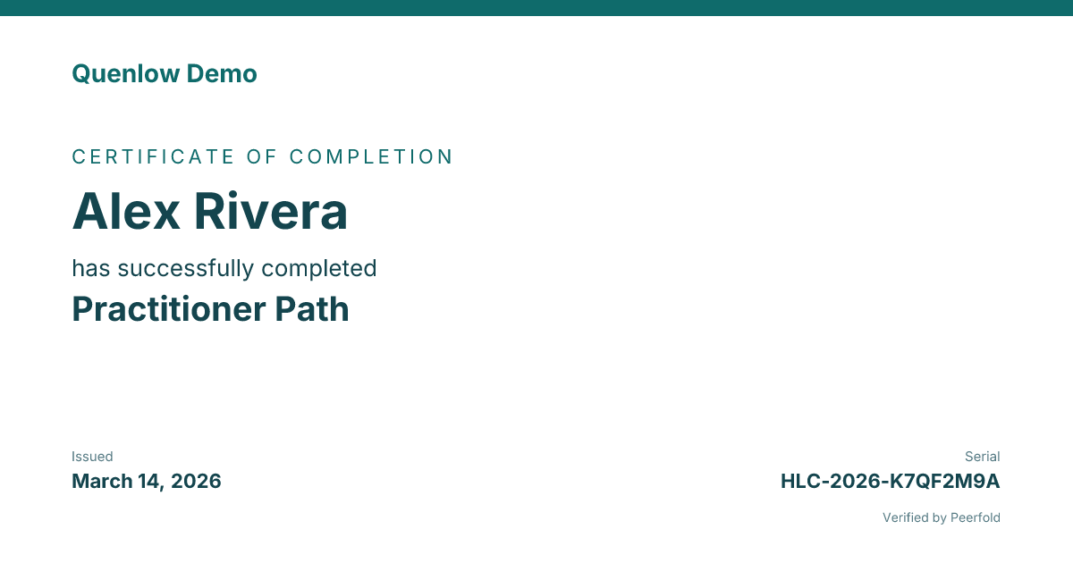 An example of the certificate you receive